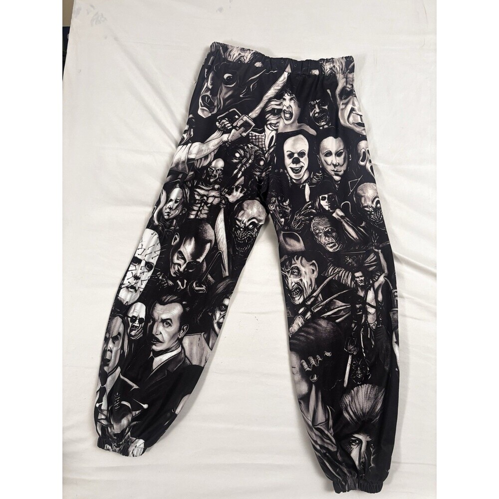 Horror Movie Jogger Pants 1XL Black Graphic Freddy Pennywise Halloween - Picture 2 of 11